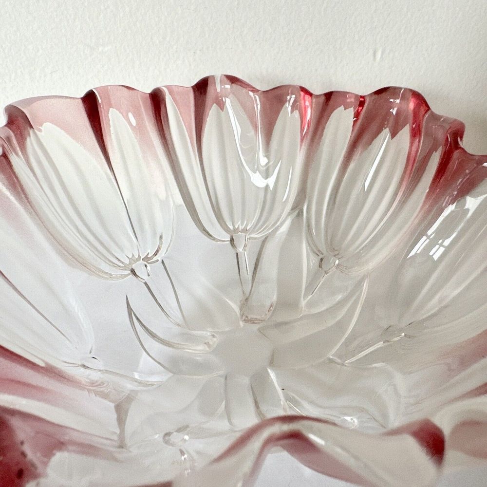 Mikasa Pink & White Crystal tulips‎ Pink Collection 7 inch bowl Decor Glass ￼￼ - Picture 9 of 14